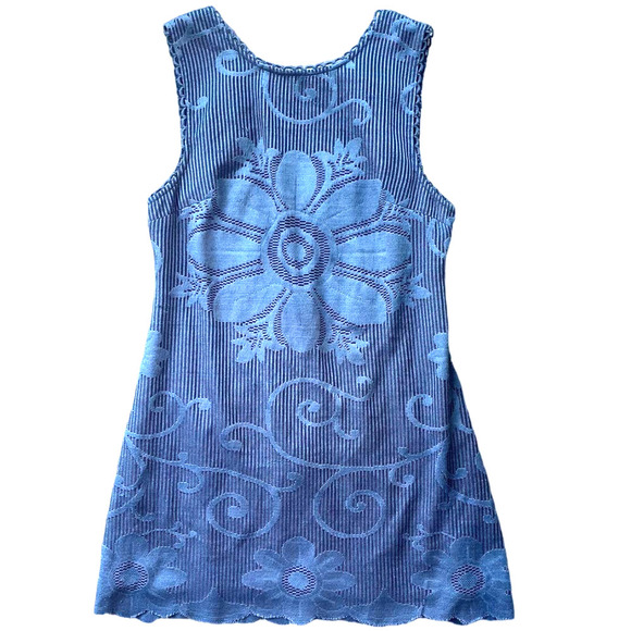 New Romantics Womens Eyelet Floral DRESS Scalloped Hem Size 8 Gray - Picture 1 of 7